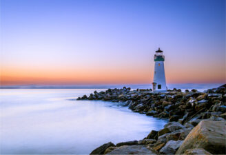 A lighthouse in the evening twilight